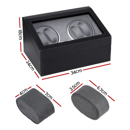 Embellir Watch Winder Automatic Double Watch Winder Box LED Black-Fashion > Men&