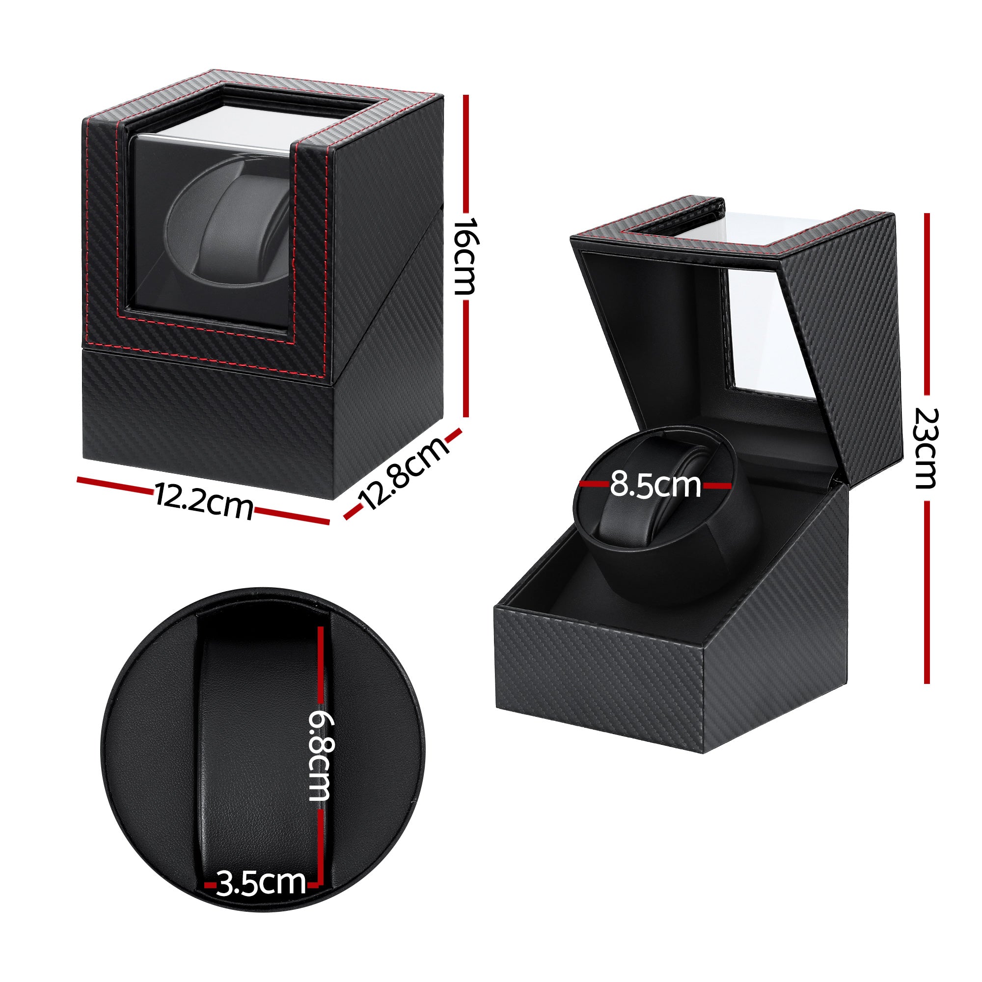 Embellir Watch Winder Box Automatic Single Quiet Carbon Fibre Black-Fashion > Men&