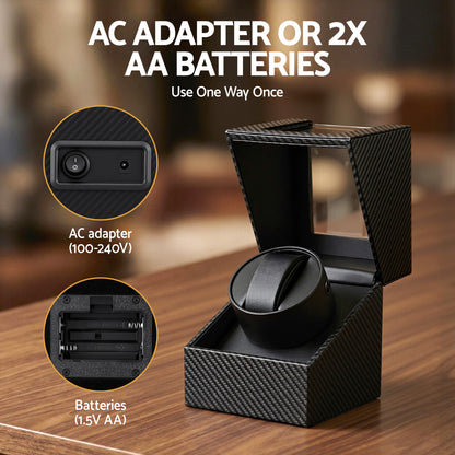Embellir Watch Winder Box Automatic Single Quiet Carbon Fibre Black-Fashion > Men&