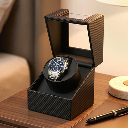 Embellir Watch Winder Box Automatic Single Quiet Carbon Fibre Black-Fashion > Men&
