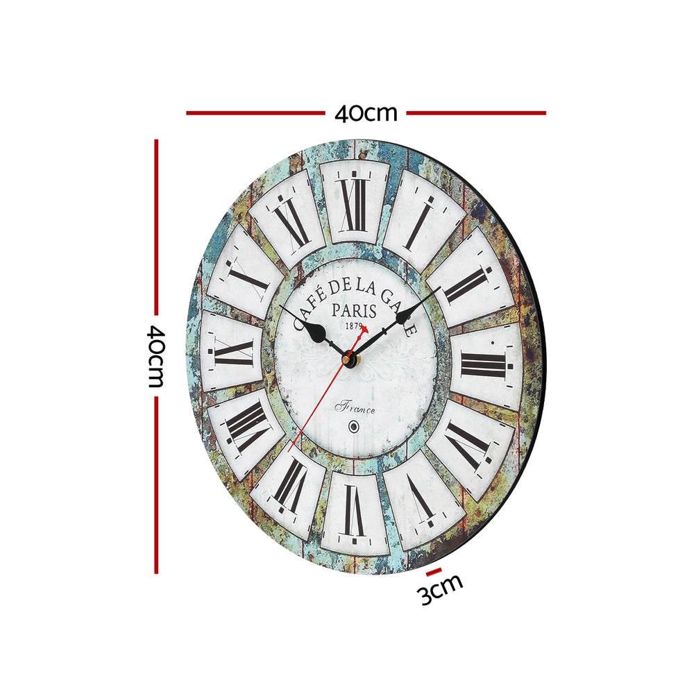 Artiss 40CM Wall Clock Rustic Design-Home &amp; Garden &gt; Decor &gt; Clocks-PEROZ Accessories