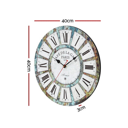 Artiss 40CM Wall Clock Rustic Design-Home &amp; Garden &gt; Decor &gt; Clocks-PEROZ Accessories