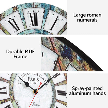 Artiss 40CM Wall Clock Rustic Design-Home &amp; Garden &gt; Decor &gt; Clocks-PEROZ Accessories