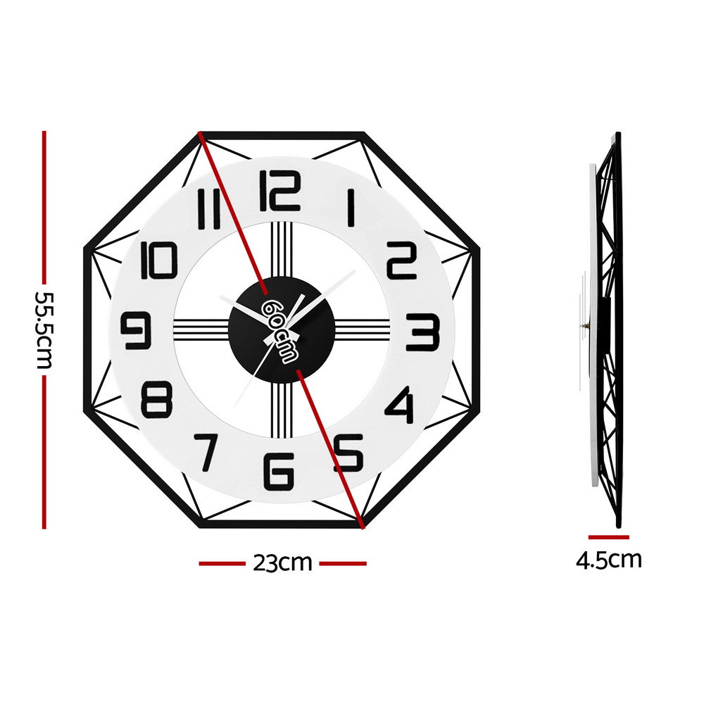 Artiss 60CM Wall Clock Octagon-Home &amp; Garden &gt; Decor-PEROZ Accessories