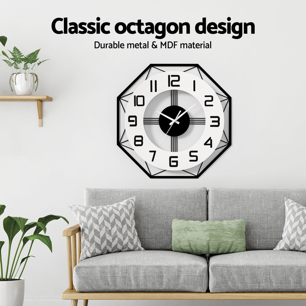Artiss 60CM Wall Clock Octagon-Home &amp; Garden &gt; Decor-PEROZ Accessories