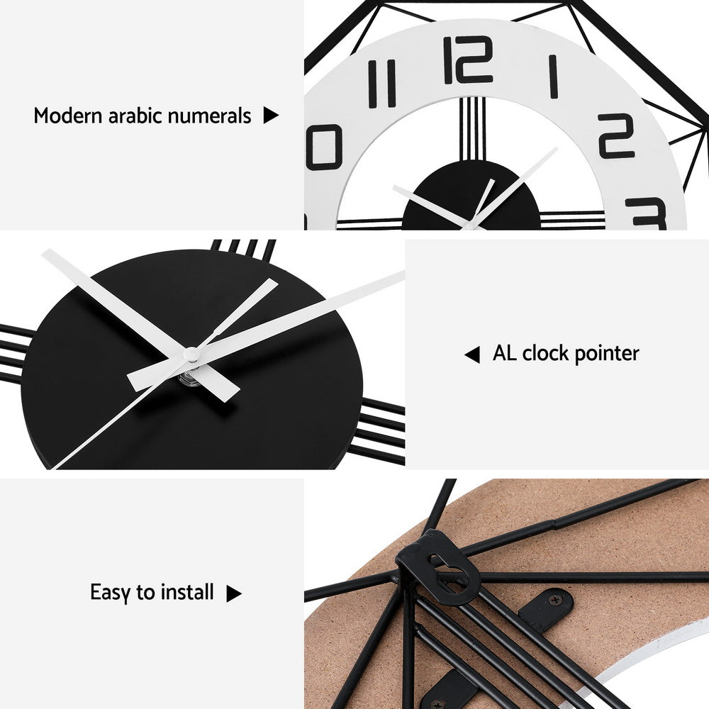 Artiss 60CM Wall Clock Octagon-Home &amp; Garden &gt; Decor-PEROZ Accessories