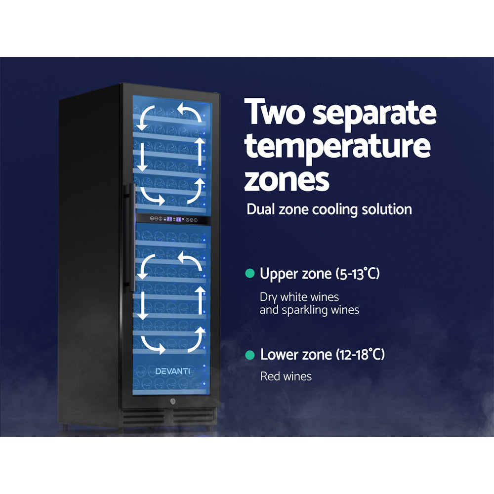 Devanti Wine Fridge Cooler Dual Zone 154 Bottles-Fridges-PEROZ Accessories