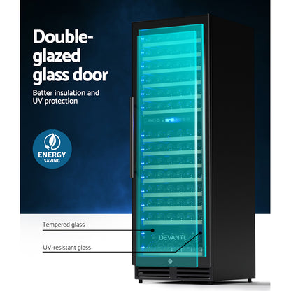 Devanti Wine Fridge Cooler Dual Zone 154 Bottles-Fridges-PEROZ Accessories
