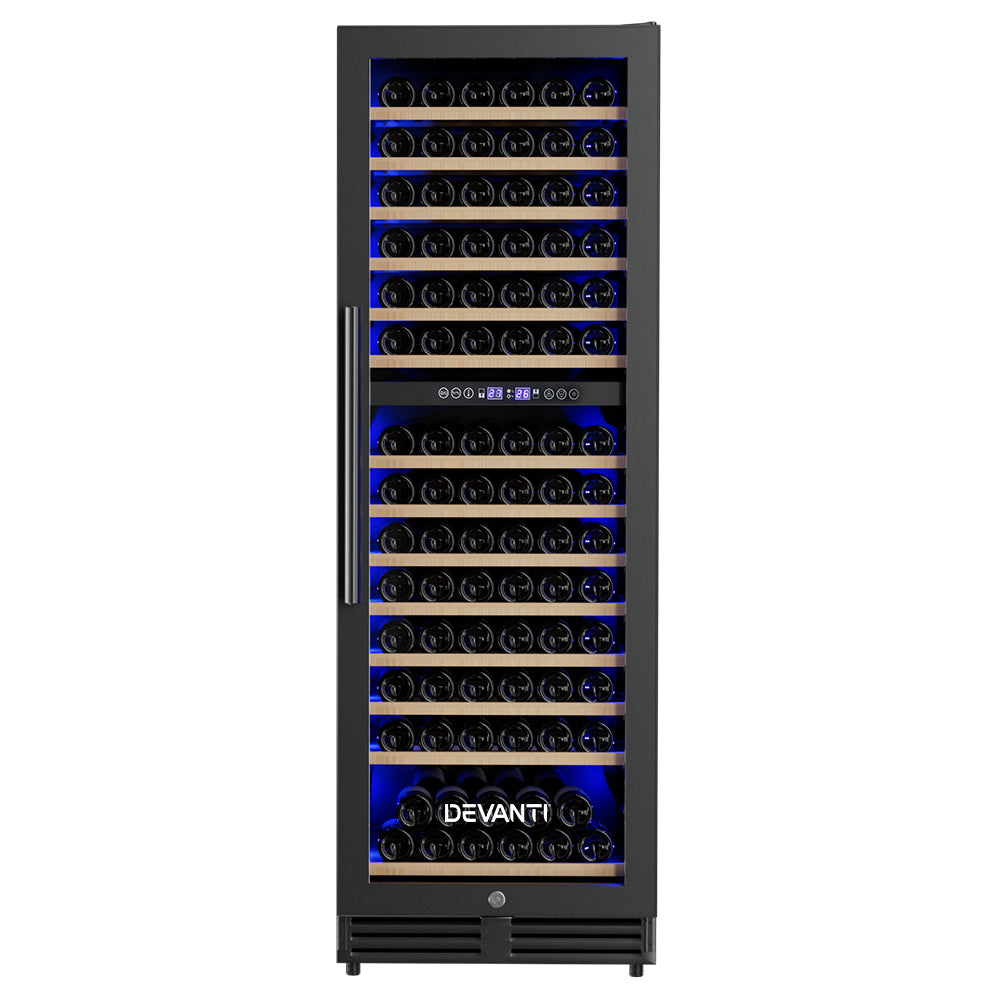 Devanti Wine Fridge Cooler Dual Zone 154 Bottles-Fridges-PEROZ Accessories