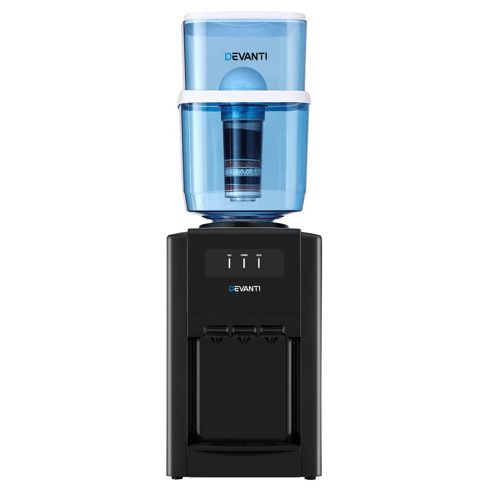22L Devanti Water Cooler Dispenser Bench Top 3 Taps Chiller Filter Purifier Three Taps Balck-Appliances &gt; Kitchen Appliances &gt; Water Dispensers-PEROZ Accessories
