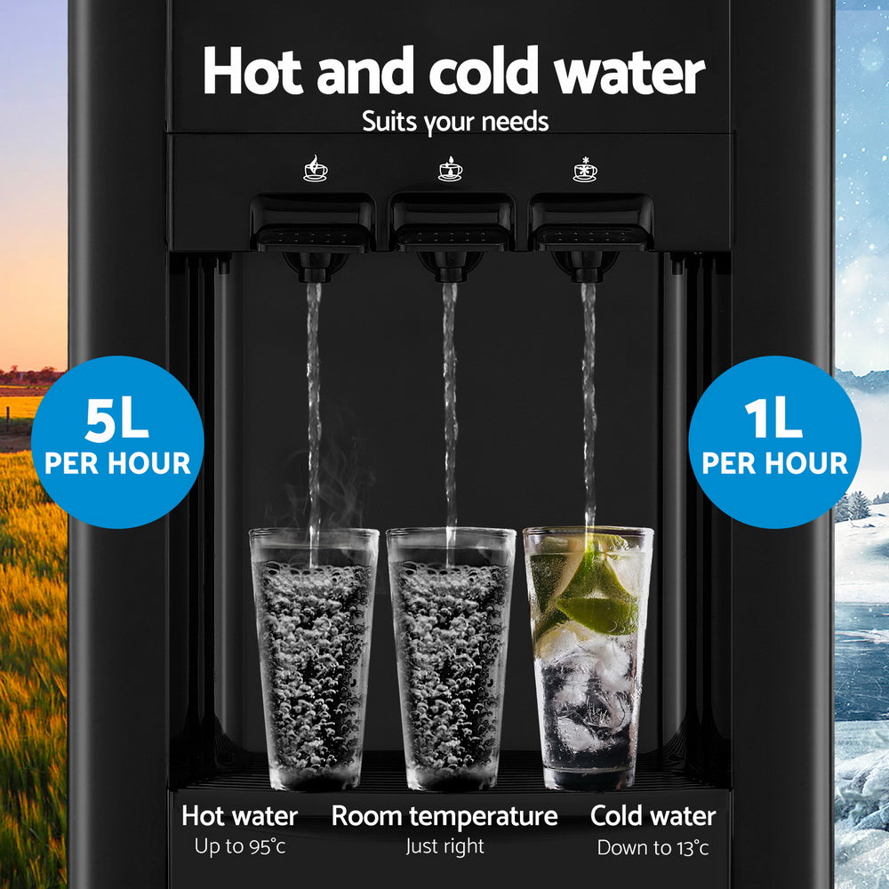 22L Devanti Water Cooler Dispenser Bench Top 3 Taps Chiller Filter Purifier Three Taps Balck-Appliances &gt; Kitchen Appliances &gt; Water Dispensers-PEROZ Accessories