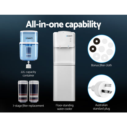 Devanti Water Cooler Dispenser Stand 22L Bottle White w/2 Filter-Water Dispensers-PEROZ Accessories