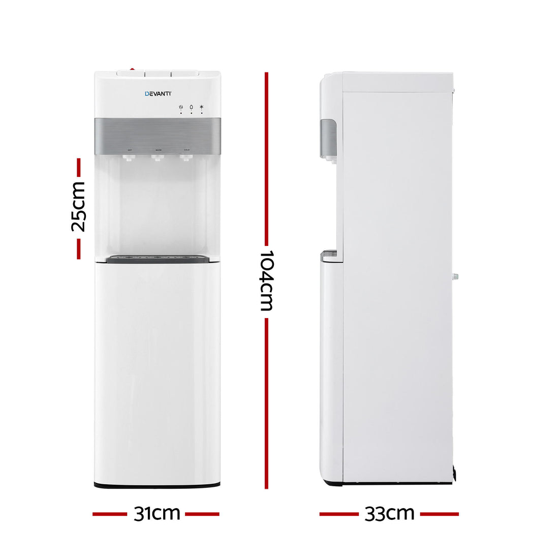 Devanti 3 Taps Water Cooler Dispenser Bottom Loading Dispenser Chiller Filter Purifier-Appliances > Kitchen Appliances > Water Dispensers-PEROZ Accessories