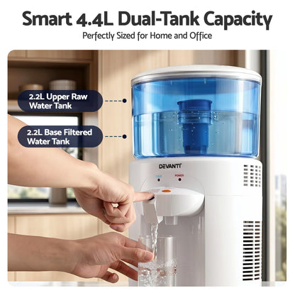 Devanti 5L Bench Top Water Cooler Dispenser with Filter 2 Taps Countertop Water Purifier-Appliances > Kitchen Appliances > Water Dispensers-PEROZ Accessories