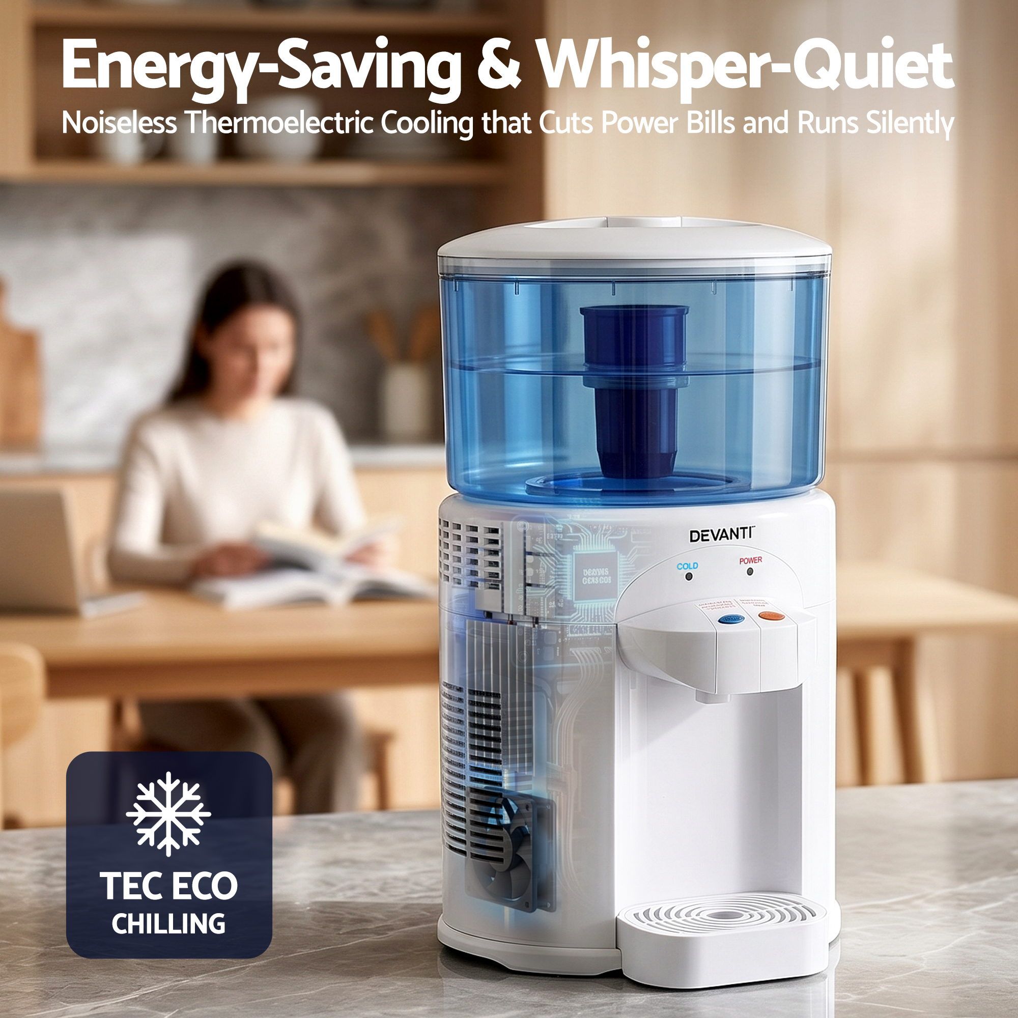 Devanti 5L Bench Top Water Cooler Dispenser with Filter 2 Taps Countertop Water Purifier-Appliances > Kitchen Appliances > Water Dispensers-PEROZ Accessories