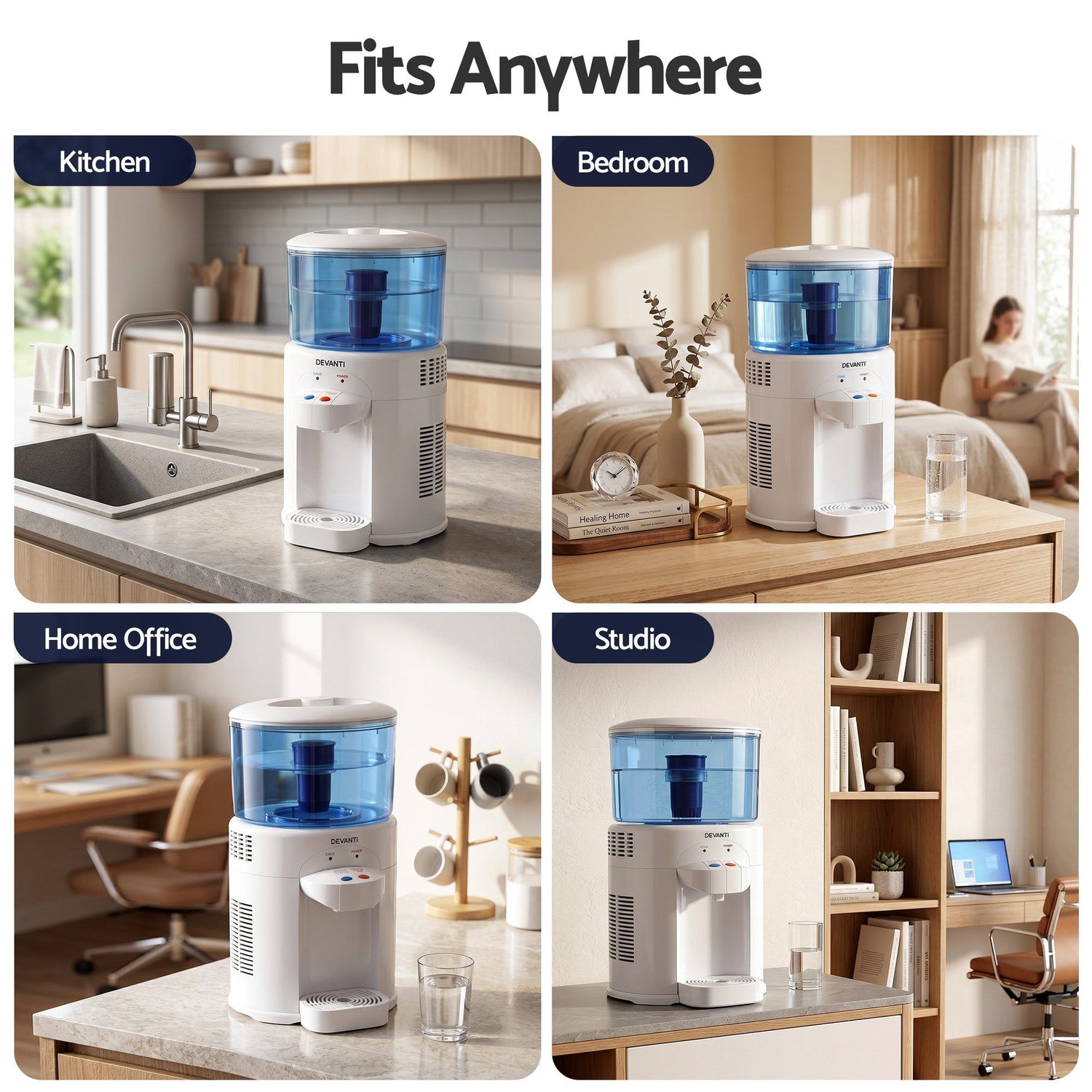 Devanti 5L Bench Top Water Cooler Dispenser with Filter 2 Taps Countertop Water Purifier-Appliances > Kitchen Appliances > Water Dispensers-PEROZ Accessories