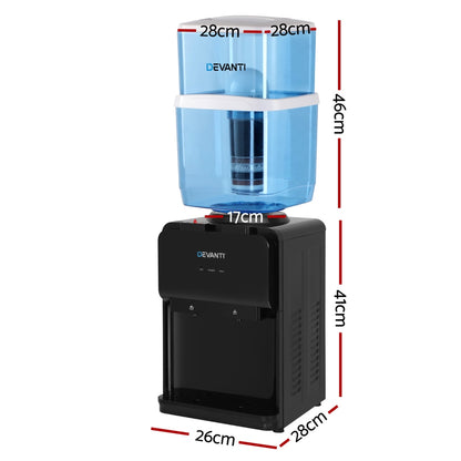 Devanti Water Cooler Dispenser Bench Top 22L Black-Appliances &gt; Kitchen Appliances &gt; Water Dispensers-PEROZ Accessories