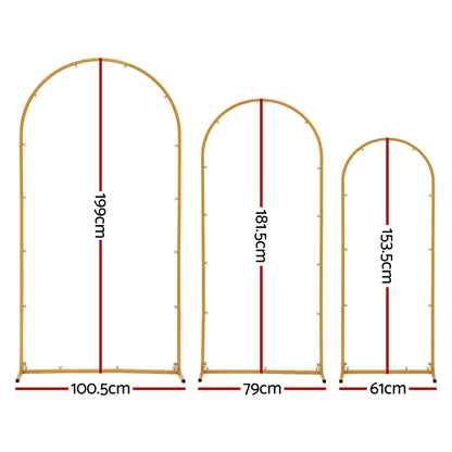 Wedding Arch Backdrop Stand Set of 3 Gold Metal Wedding Arched Frame, Easy to Assemble, Stable Balloon Arch Standfor Wedding, Baby Shower, Party Decoration-Occasions > Wedding Accessories > Other Wedding Decorations-PEROZ Accessories
