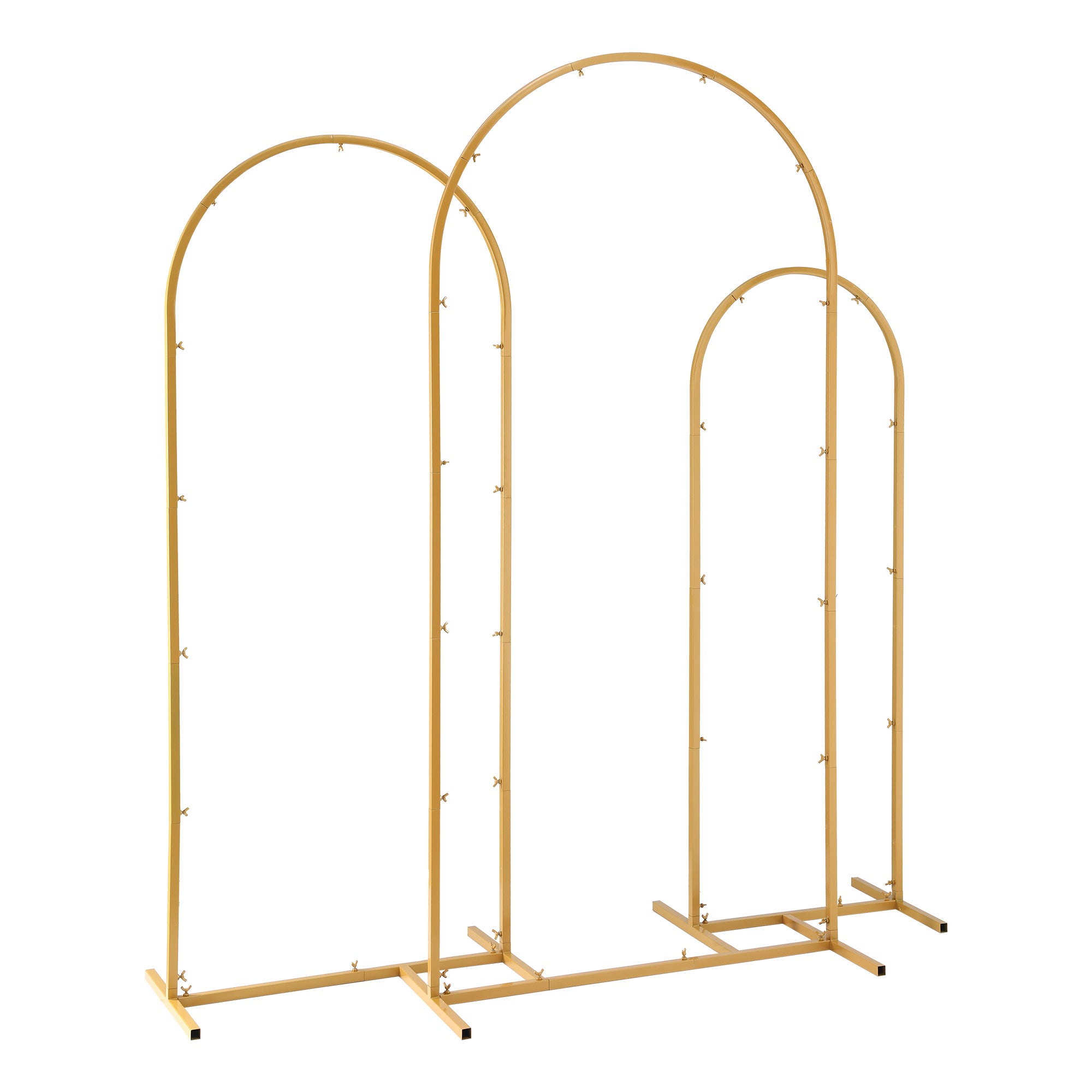 Wedding Arch Backdrop Stand Set of 3 Gold Metal Wedding Arched Frame, Easy to Assemble, Stable Balloon Arch Standfor Wedding, Baby Shower, Party Decoration-Occasions > Wedding Accessories > Other Wedding Decorations-PEROZ Accessories