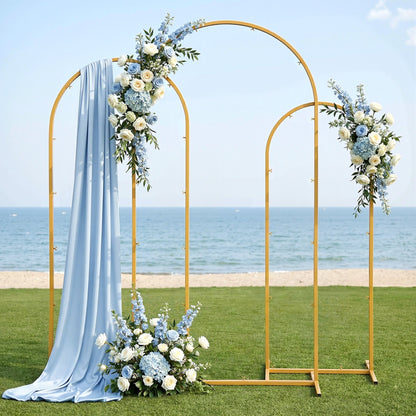 Wedding Arch Backdrop Stand Set of 3 Gold Metal Wedding Arched Frame, Easy to Assemble, Stable Balloon Arch Standfor Wedding, Baby Shower, Party Decoration-Occasions > Wedding Accessories > Other Wedding Decorations-PEROZ Accessories