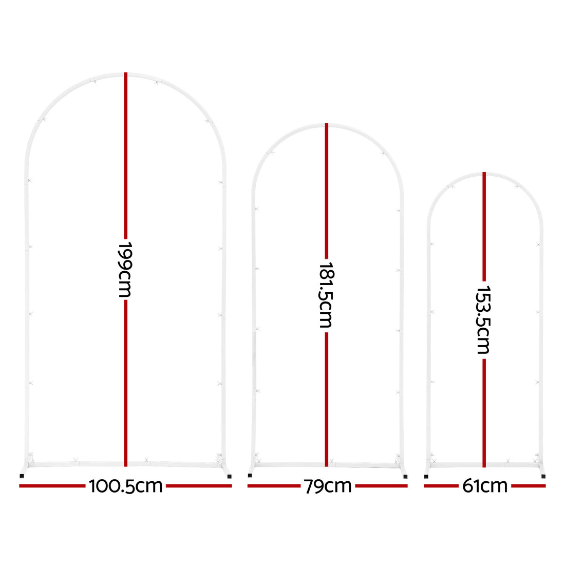 Wedding Arch Backdrop Stand Set of 3 Metal Wedding Arched Frame White, Easy to Assemble, Stable Balloon Arch Standfor Wedding, Baby Shower, Party Decoration-Occasions > Wedding Accessories > Other Wedding Decorations-PEROZ Accessories