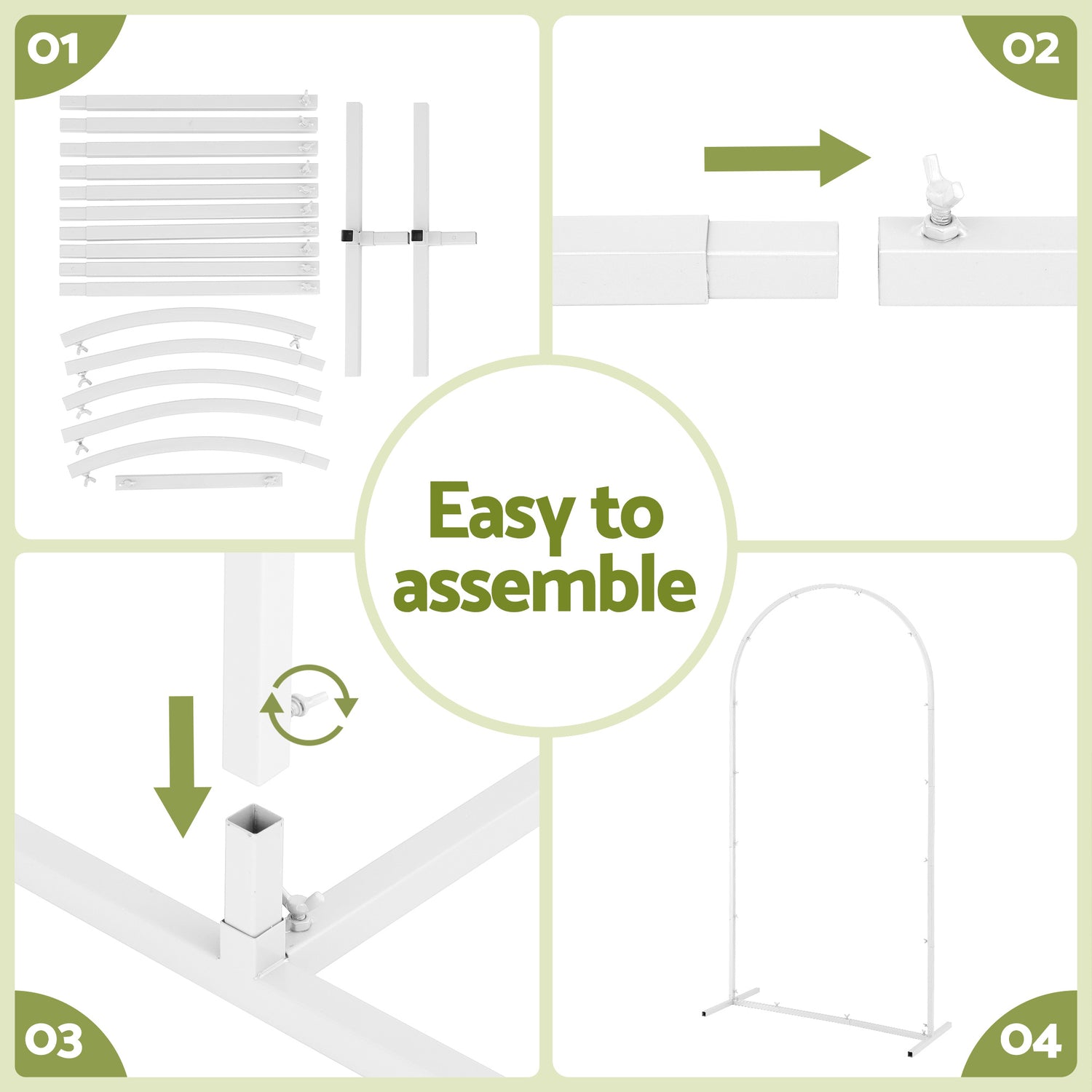 Wedding Arch Backdrop Stand Set of 3 Metal Wedding Arched Frame White, Easy to Assemble, Stable Balloon Arch Standfor Wedding, Baby Shower, Party Decoration-Occasions > Wedding Accessories > Other Wedding Decorations-PEROZ Accessories