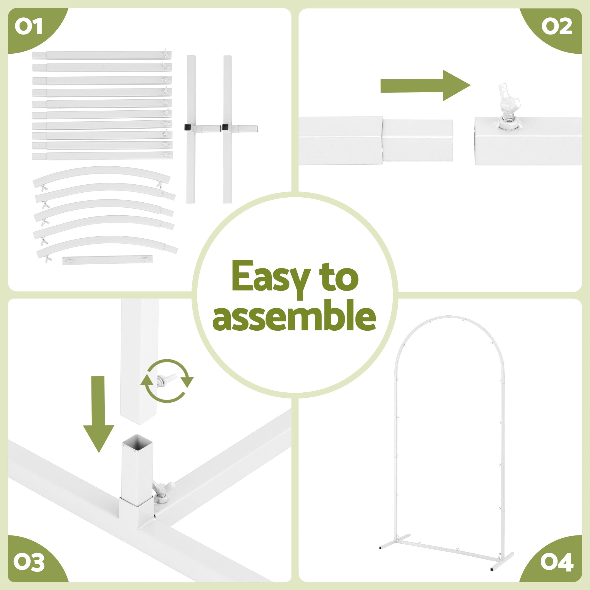 Wedding Arch Backdrop Stand Set of 3 Metal Wedding Arched Frame White, Easy to Assemble, Stable Balloon Arch Standfor Wedding, Baby Shower, Party Decoration-Occasions > Wedding Accessories > Other Wedding Decorations-PEROZ Accessories