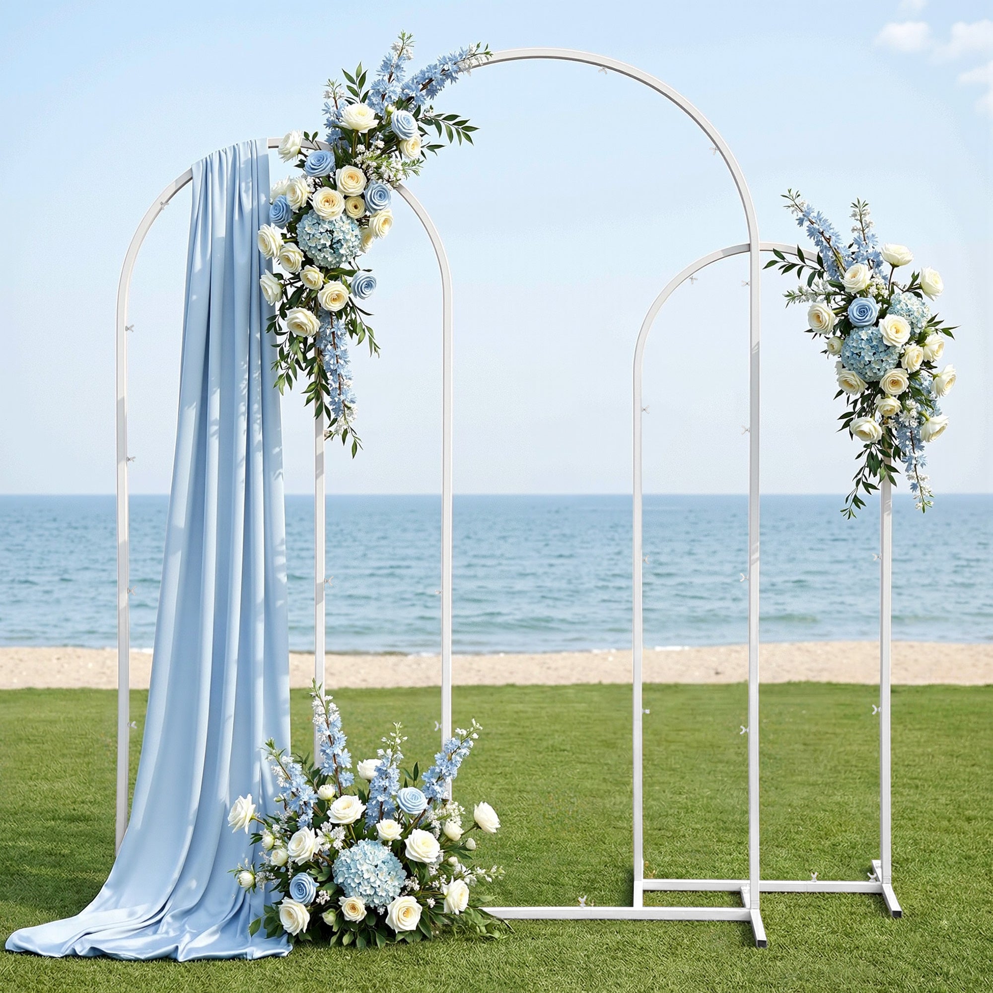 Wedding Arch Backdrop Stand Set of 3 Metal Wedding Arched Frame White, Easy to Assemble, Stable Balloon Arch Standfor Wedding, Baby Shower, Party Decoration-Occasions > Wedding Accessories > Other Wedding Decorations-PEROZ Accessories
