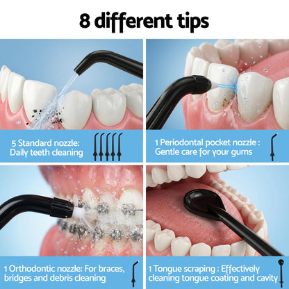 Devanti Cordless Water Flosser Dental Oral Irrigator Black-Health &amp; Beauty > Personal Care > Oral Care-PEROZ Accessories