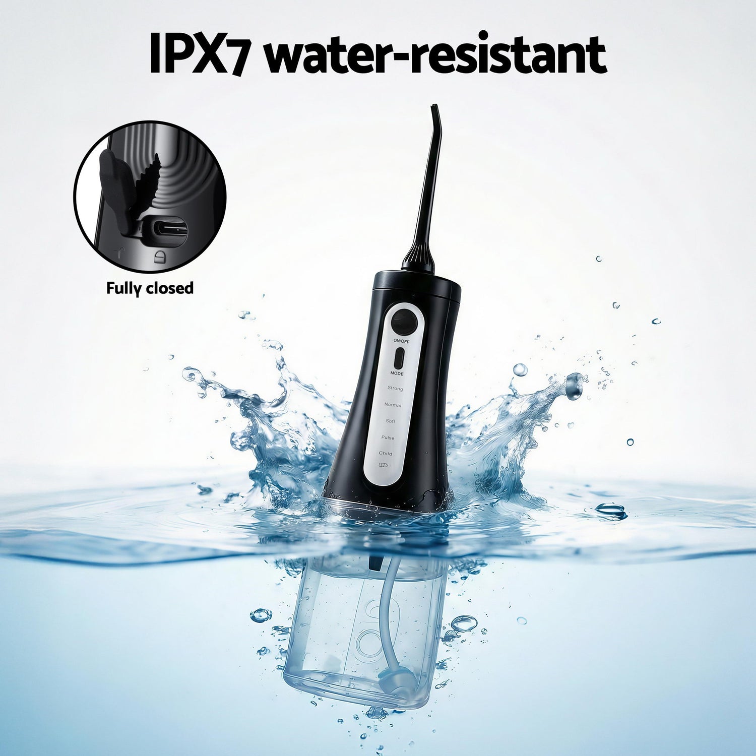 Devanti Cordless Water Flosser Dental Oral Irrigator Black-Health &amp; Beauty > Personal Care > Oral Care-PEROZ Accessories