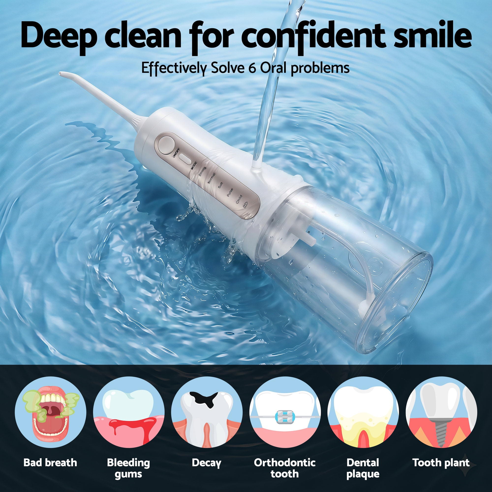 Devanti Cordless Water Flosser Dental Oral Irrigator White-Health &amp; Beauty > Personal Care > Oral Care-PEROZ Accessories