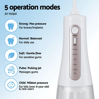 Devanti Cordless Water Flosser Dental Oral Irrigator White-Health &amp; Beauty > Personal Care > Oral Care-PEROZ Accessories