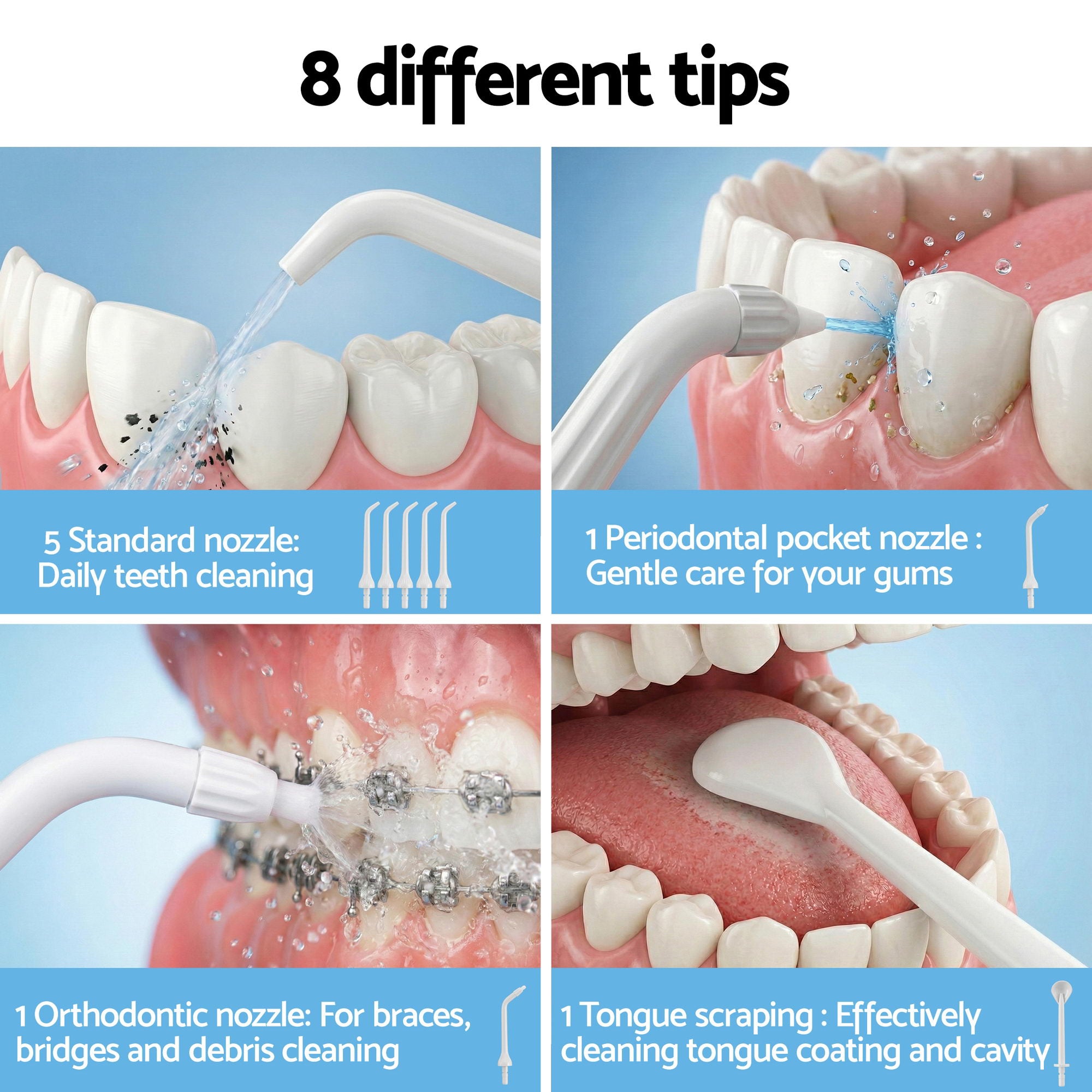 Devanti Cordless Water Flosser Dental Oral Irrigator White-Health &amp; Beauty > Personal Care > Oral Care-PEROZ Accessories