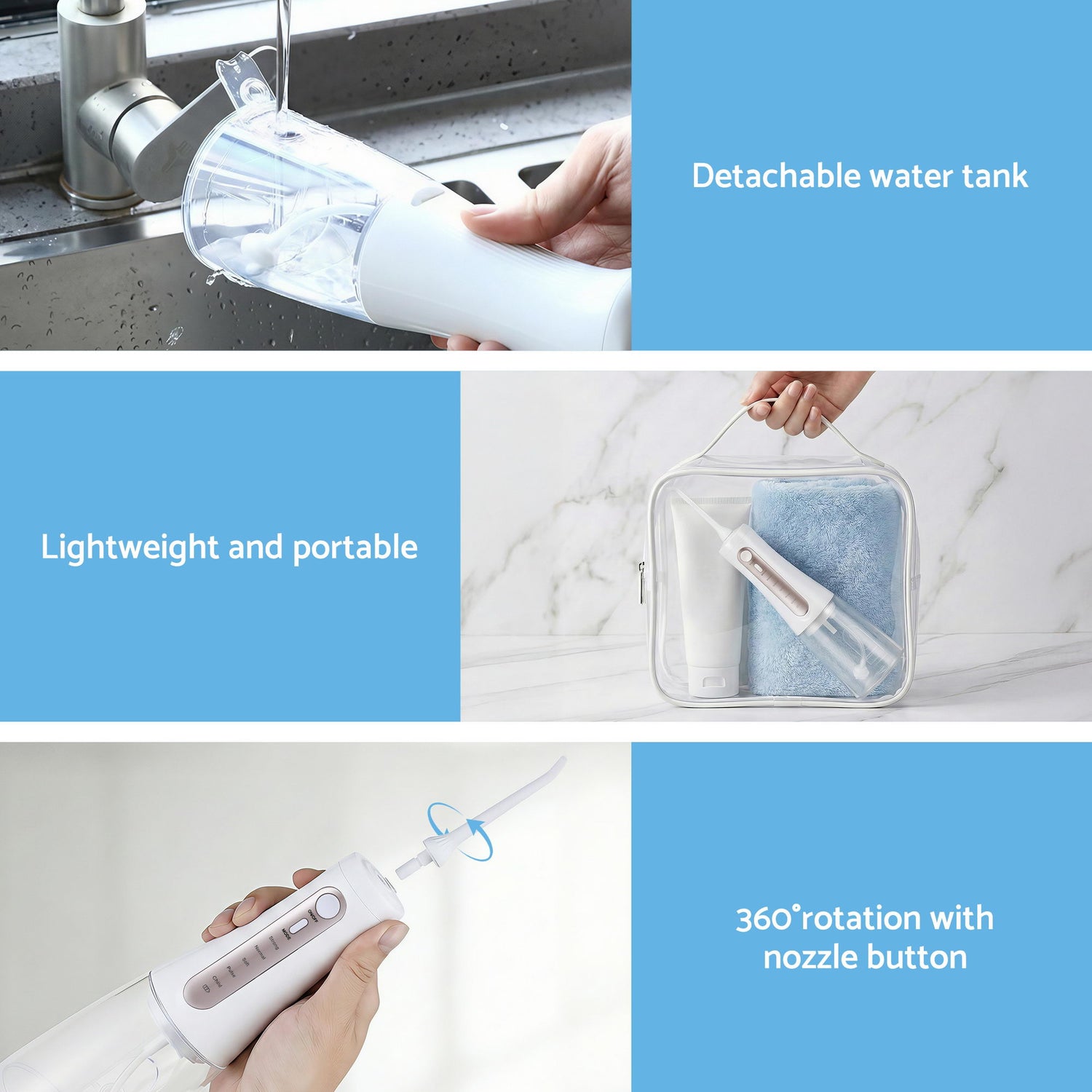 Devanti Cordless Water Flosser Dental Oral Irrigator White-Health &amp; Beauty > Personal Care > Oral Care-PEROZ Accessories