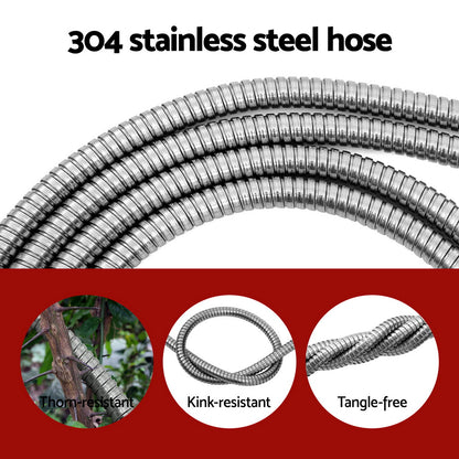 Giantz Water Hose Stainless Steel 30M with Spray Nozzle-Home &amp; Garden &gt; Garden Tools &gt; Garden Hoses-PEROZ Accessories