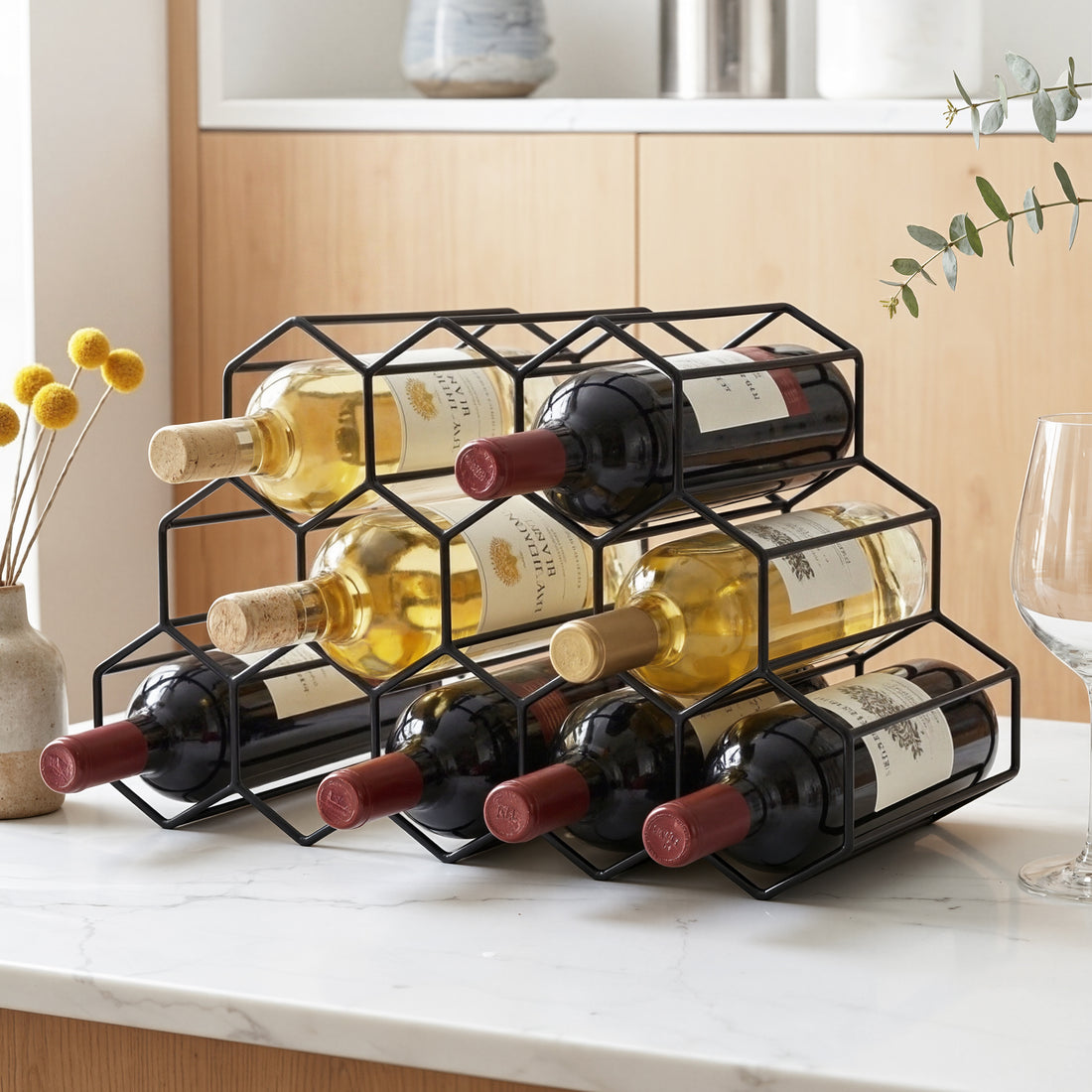 Artiss Wine Rack Metal 12 Bottle No Assembly Required Black-Furniture > Dining > Wine Racks-PEROZ Accessories