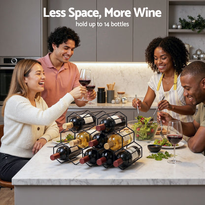 Artiss Wine Rack Metal 12 Bottle No Assembly Required Black-Furniture > Dining > Wine Racks-PEROZ Accessories