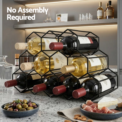 Artiss Wine Rack Metal 12 Bottle No Assembly Required Black-Furniture > Dining > Wine Racks-PEROZ Accessories