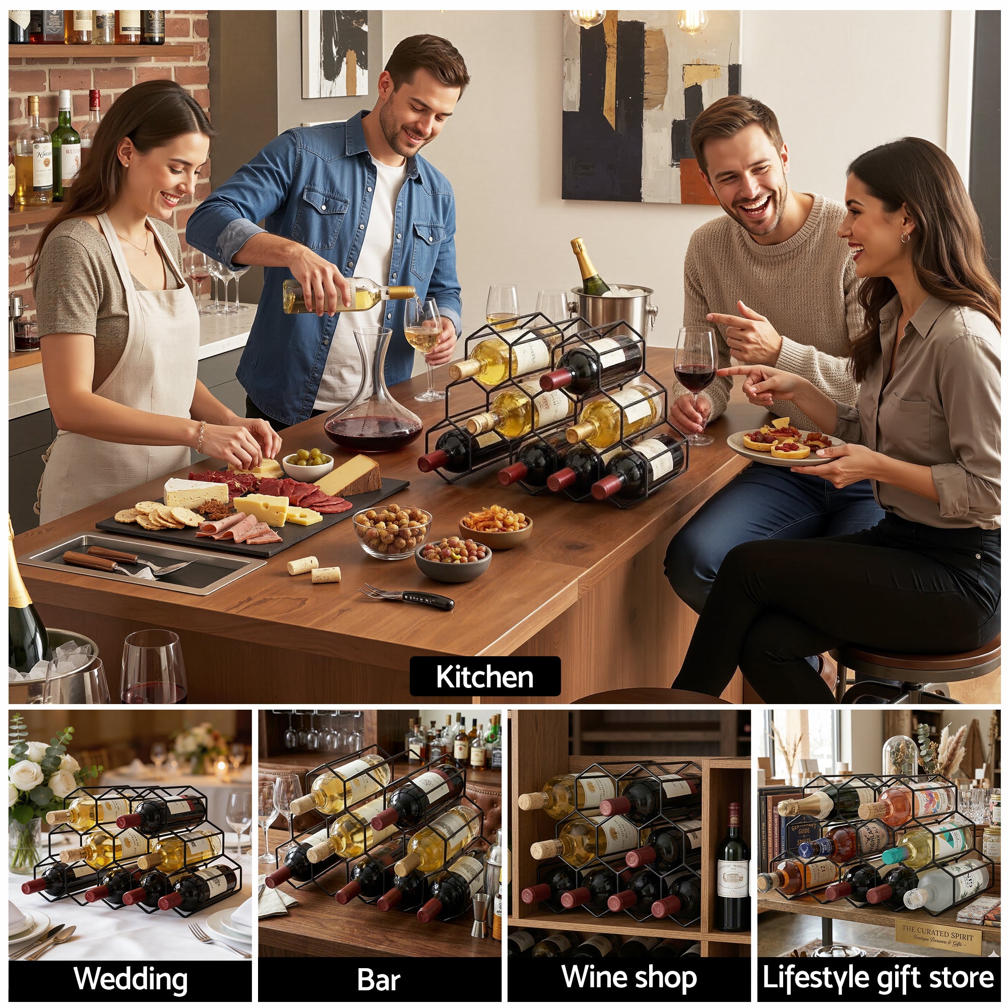 Artiss Wine Rack Metal 12 Bottle No Assembly Required Black-Furniture > Dining > Wine Racks-PEROZ Accessories