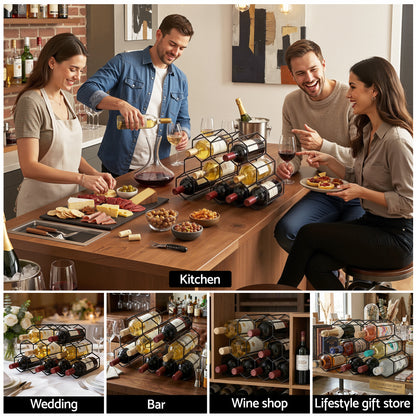 Artiss Wine Rack Metal 12 Bottle No Assembly Required Black-Furniture > Dining > Wine Racks-PEROZ Accessories