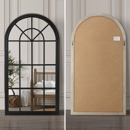 Oikiture Window Mirror Arched Wall Mirrors 130x70cm Black-Window Mirrors-PEROZ Accessories