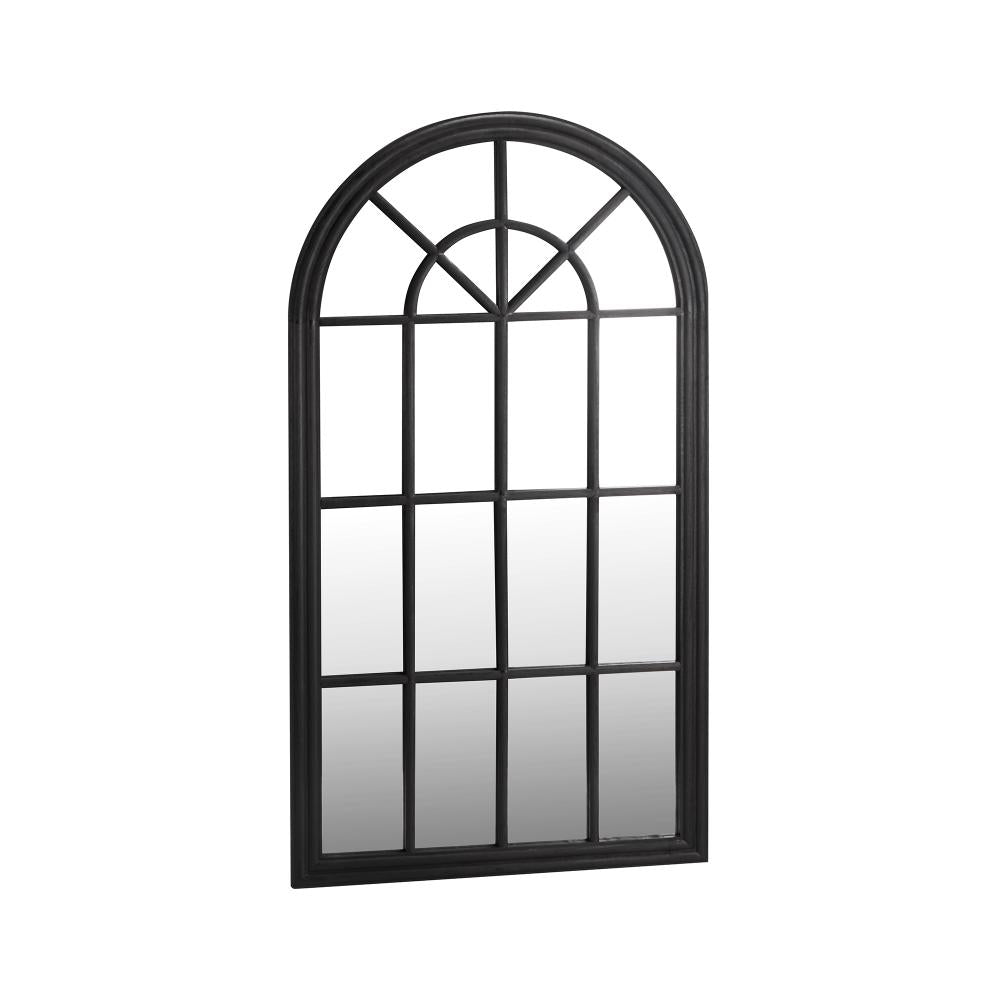 Oikiture Window Mirror Arched Wall Mirrors 76x51cm Black-Window Mirrors-PEROZ Accessories