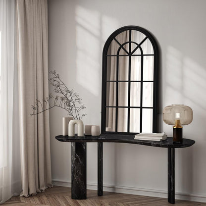 Oikiture Window Mirror Arched Wall Mirrors 76x51cm Black-Window Mirrors-PEROZ Accessories