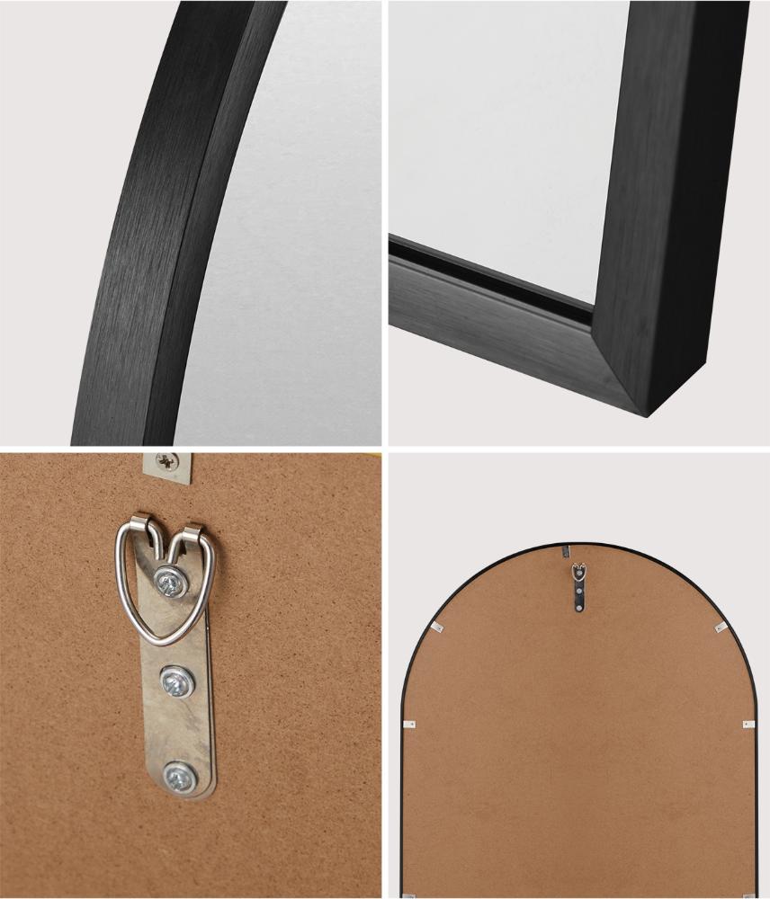 Oikiture Wall Mirrors 86x50cm Arched Black-Wall Mirrors-PEROZ Accessories
