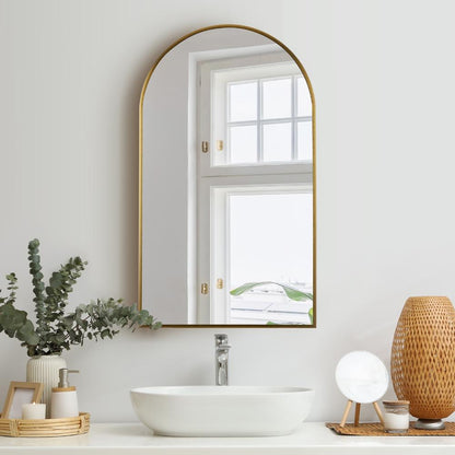 Oikiture Wall Mirrors 86x50cm Arched Gold-Wall Mirrors-PEROZ Accessories