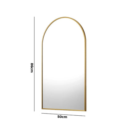 Oikiture Wall Mirrors 86x50cm Arched Gold-Wall Mirrors-PEROZ Accessories