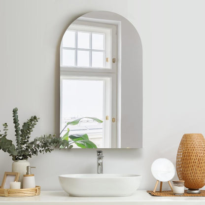 Oikiture Wall Mirrors 86x50cm Arched Frameless-Wall Mirrors-PEROZ Accessories