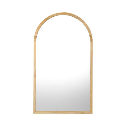 Oikiture Wall Mounted Mirror Wooden Frame Arched Vanity Mirror Home Decro 86 x 50cm-Wall Mirrors-PEROZ Accessories
