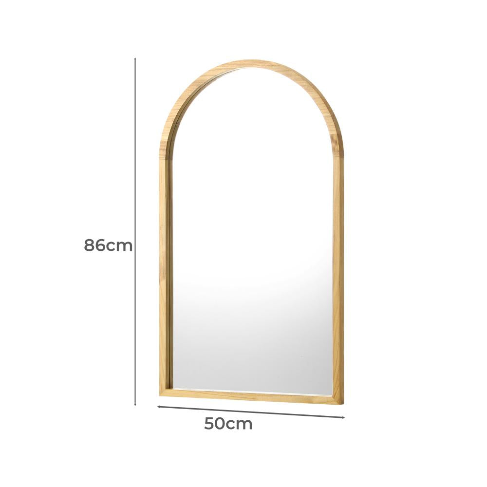Oikiture Wall Mounted Mirror Wooden Frame Arched Vanity Mirror Home Decro 86 x 50cm-Wall Mirrors-PEROZ Accessories