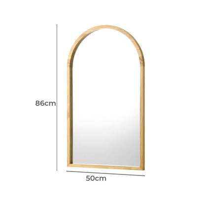 Oikiture Wall Mounted Mirror Wooden Frame Arched Vanity Mirror Home Decro 86 x 50cm-Wall Mirrors-PEROZ Accessories